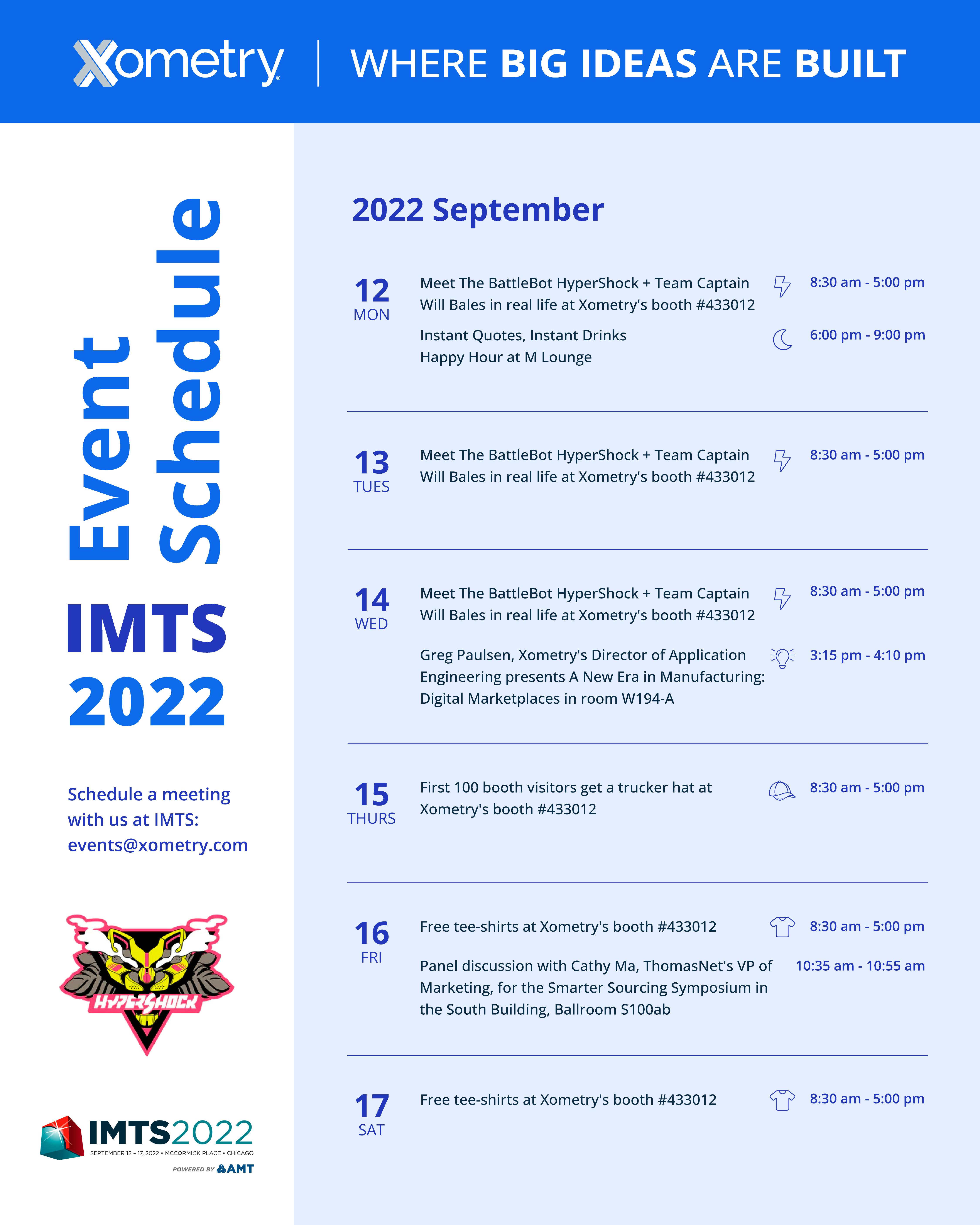 IMTS Schedule of events