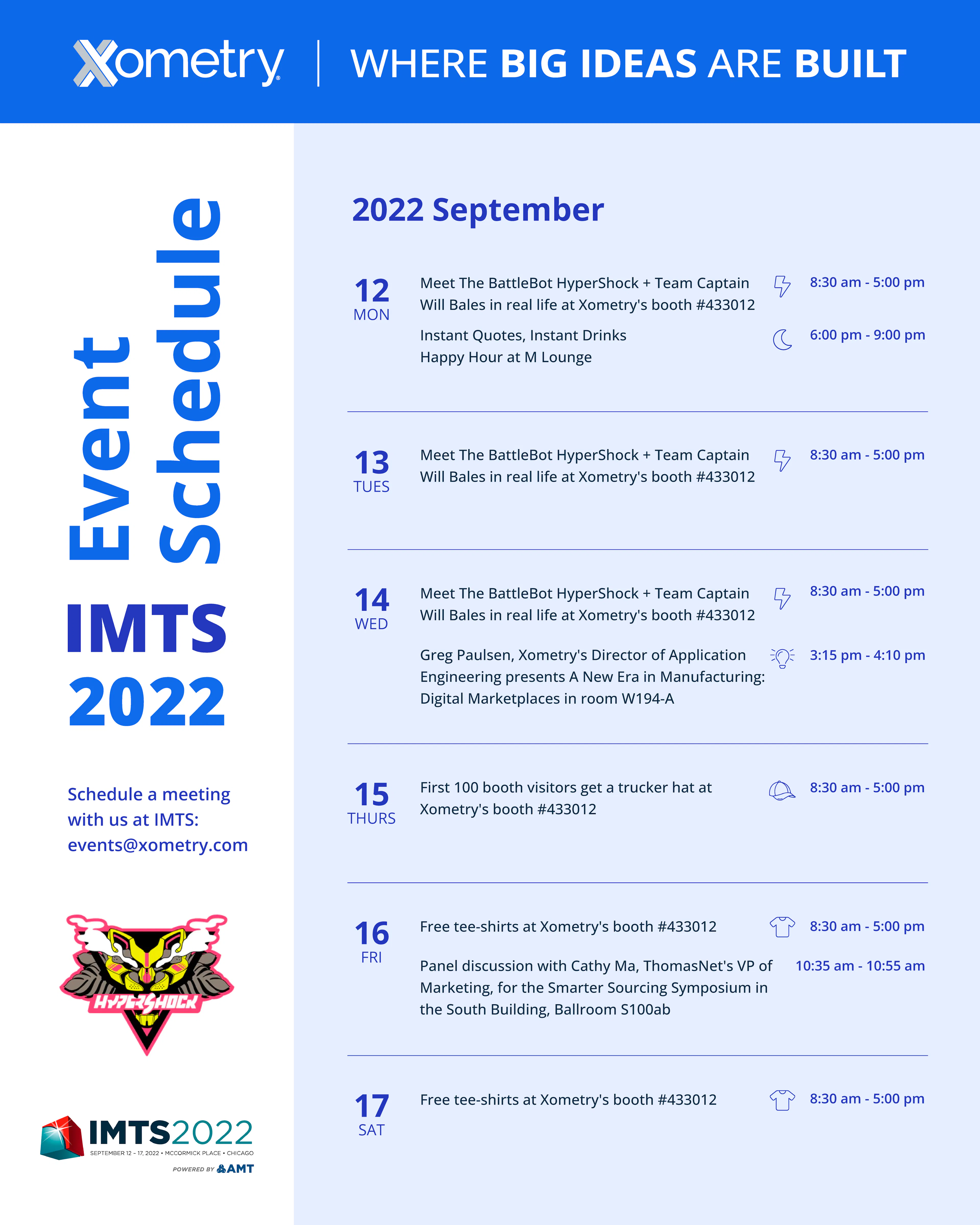 IMTS Schedule of events