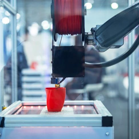 Red 3D printed object. Image Credit: Shutterstock.com/guteksk7