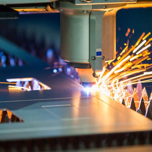 Laser cutting stainless steel. Image Credit: Shutterstock.com/Joshua Davenport