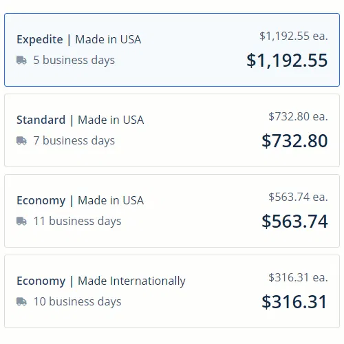 Xometry shipping tiers