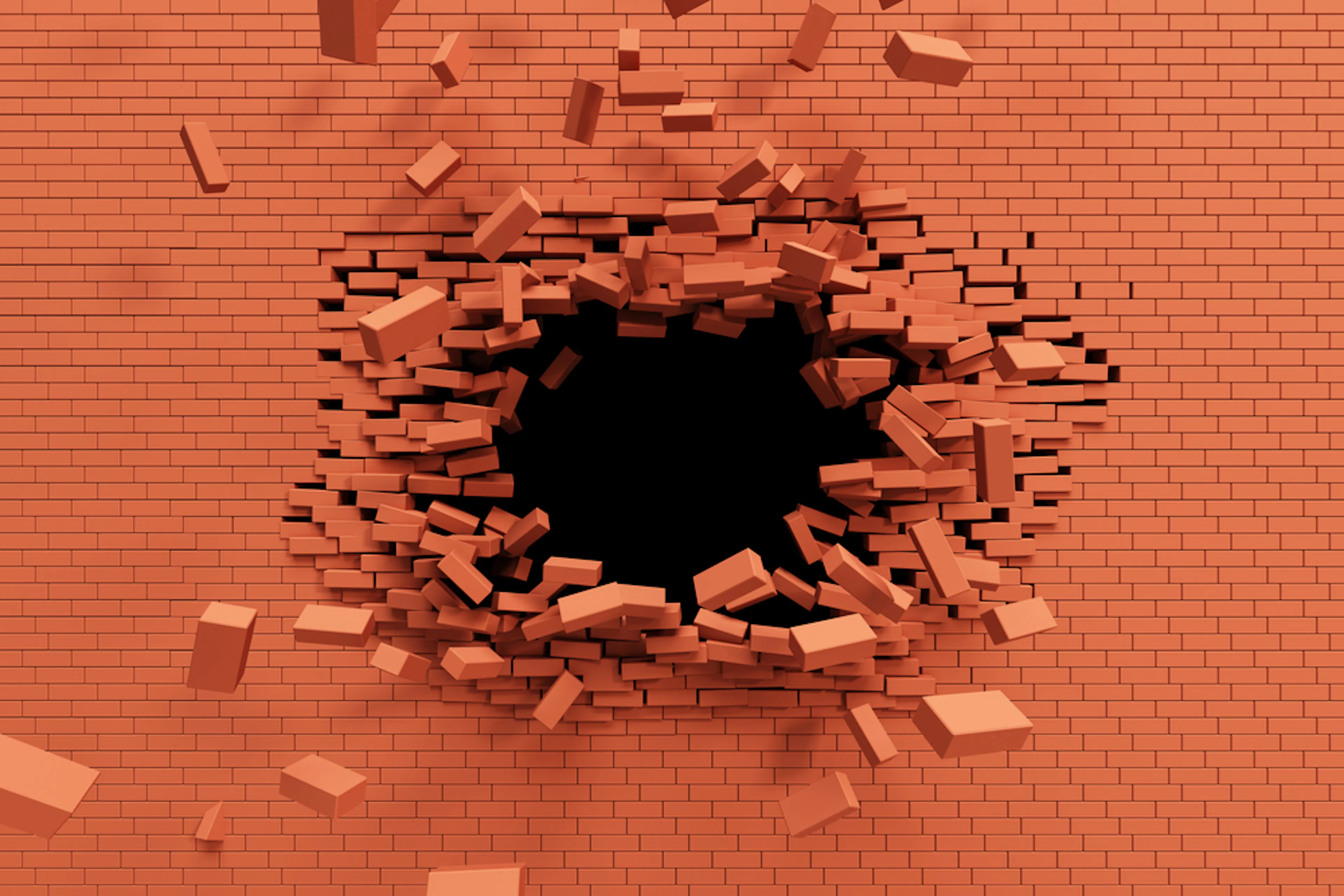 Burst strength on brick wall. Image Credit: Shutterstock.com/Kutlayev Dmitry