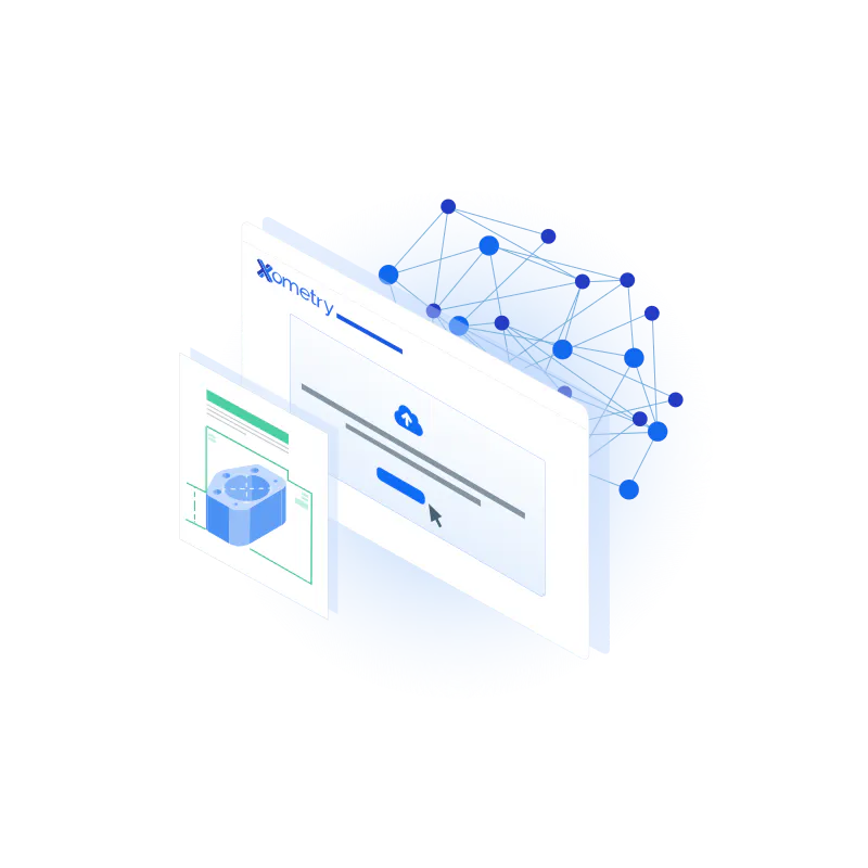an illustration of Xometry's Instant Quoting Engine.