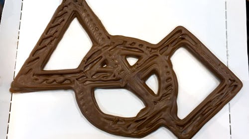 Chocolate prints with the first Cocoa Press prototype