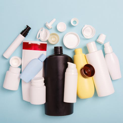 Collection of sorted HDPE bottles. Image Credit: Shutterstock.com/JasminkaM