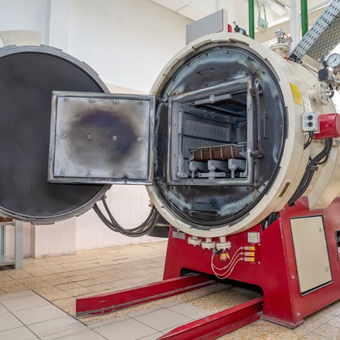 Industrial furnace for annealing and tempering. Image Credit: Shutterstock.com/Aleksandr Ivasenko