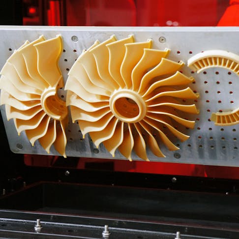 3D printed jet turbine fan. Image Credit: Shutterstock.com/SHINPANU