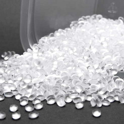 Transparent HDPE granules. Image Credit: Shutterstock.com/StanislauV