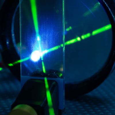 Laser in an optics system.