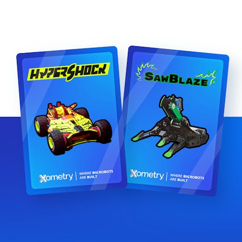 battlecards of Hypershock and Sawblaze