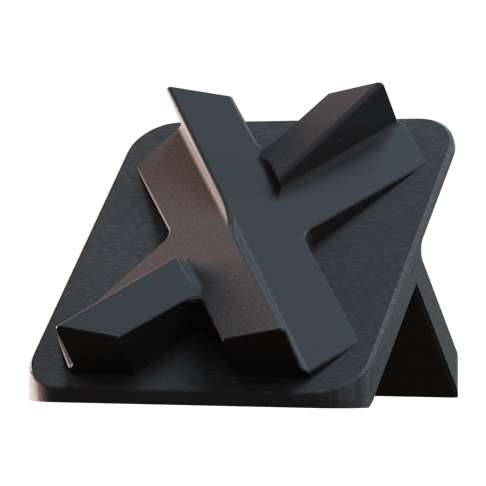 Image of an aluminum stand with a type III gray hardcoat anodized finish.