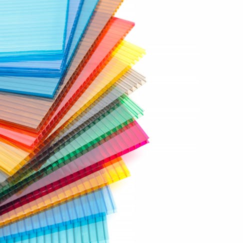 Colorful polycarbonate plastic sheet panels. Image Credit: Shutterstock.com/Cat Us