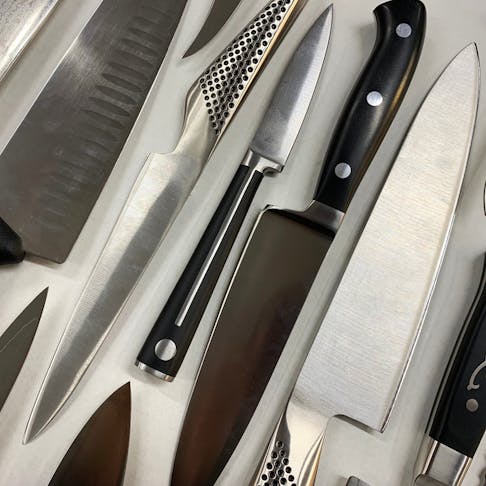 Tempered kitchen knives. Image Credit: Shutterstock.com/Patricia Denis