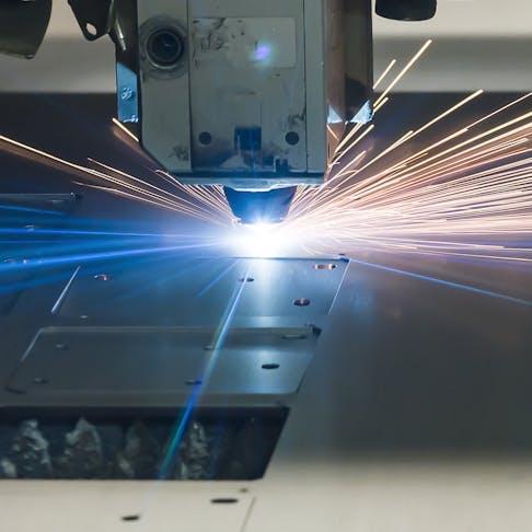 Laser cutting tool steel. Image credit: xxxxx/Shutterstock.com