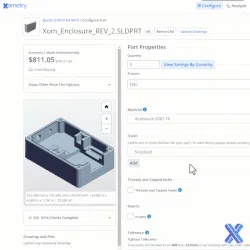 Animated GIF demonstrating automatic quoting a part with multiple part finishes