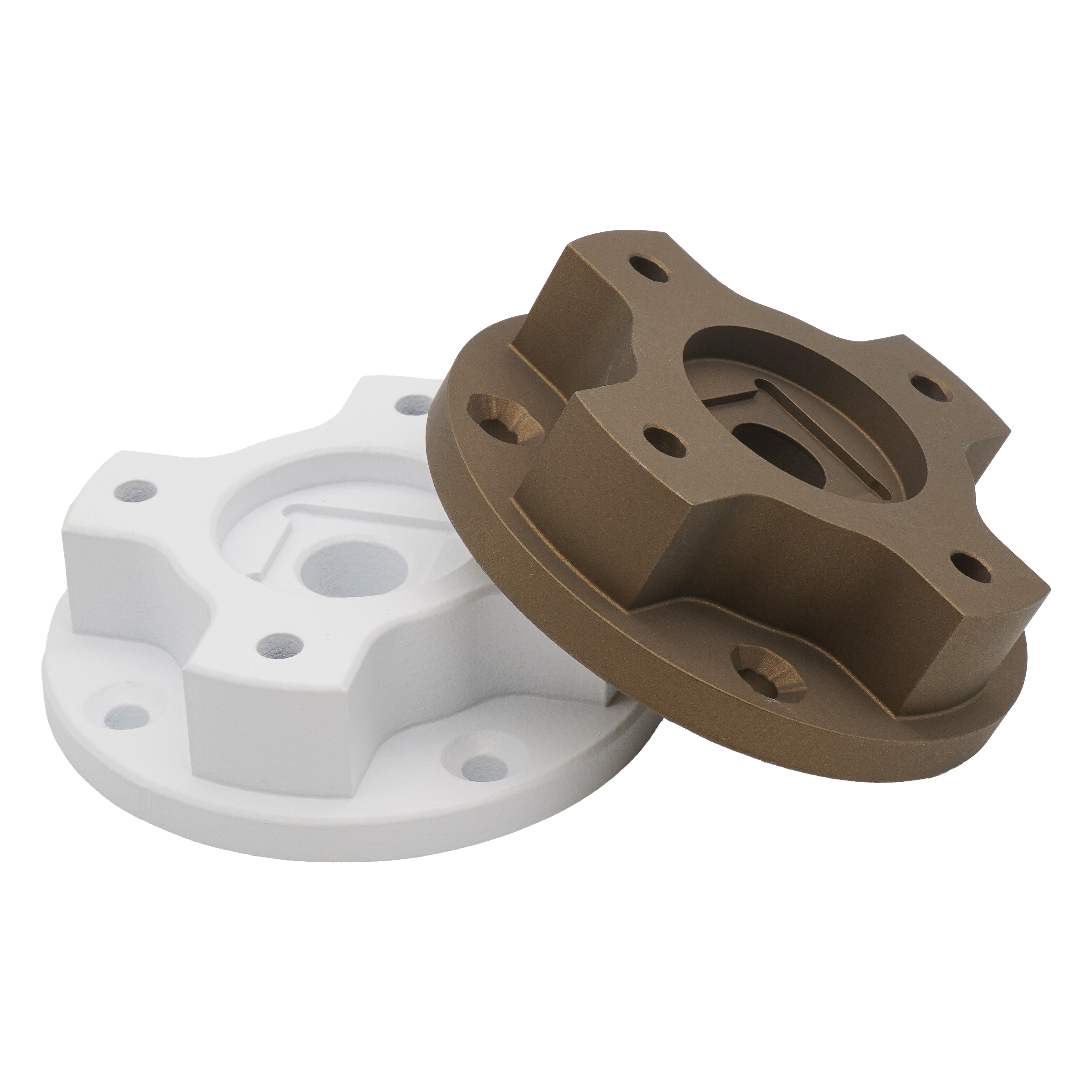 A 3D printed and machined component with Cerakote finishes applied.