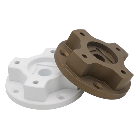 A 3D printed and machined component with Cerakote finishes applied.