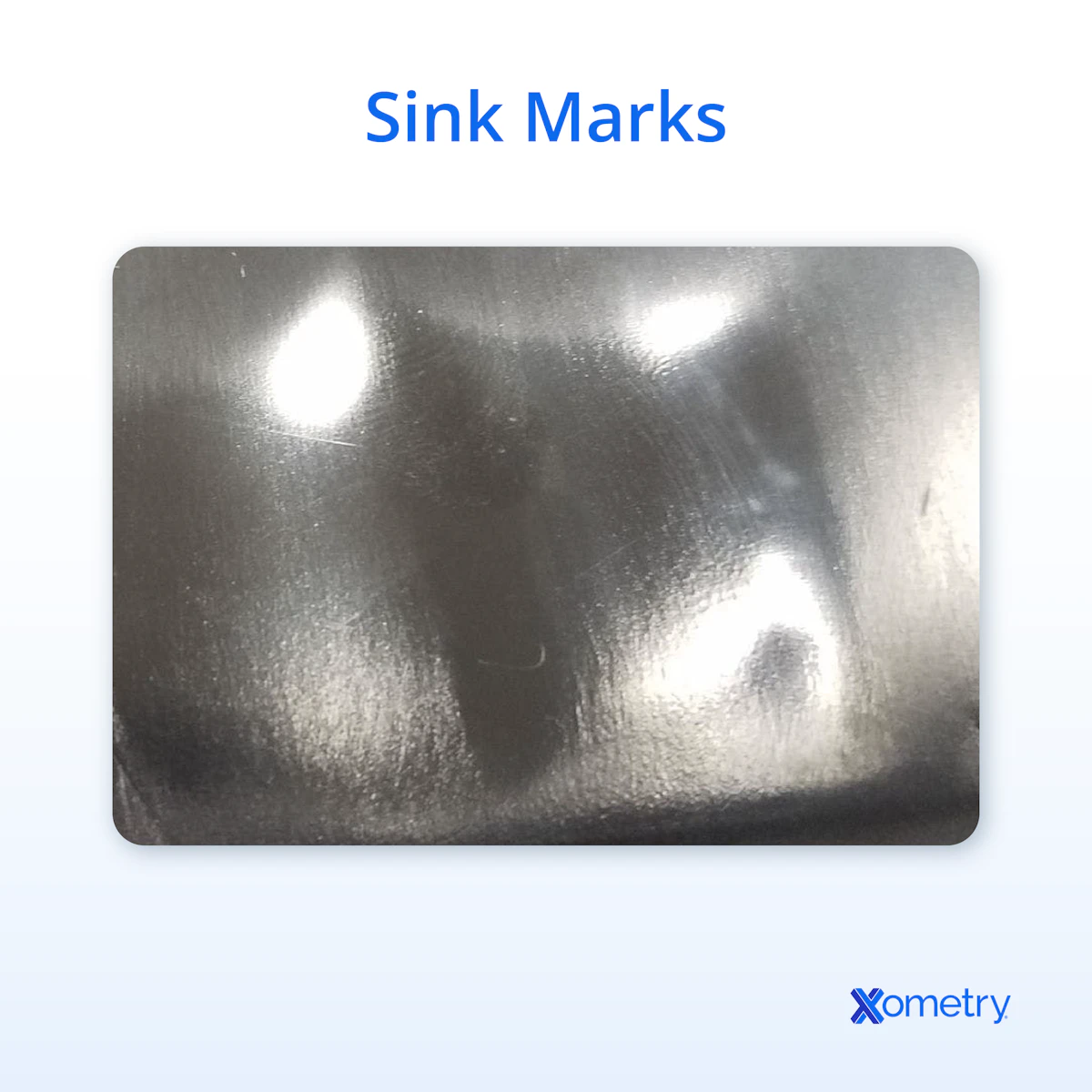 A photograph showing an example of sink marks