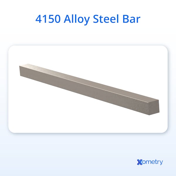 An illustration of a steel bar manufactured from 4150 alloy steel.