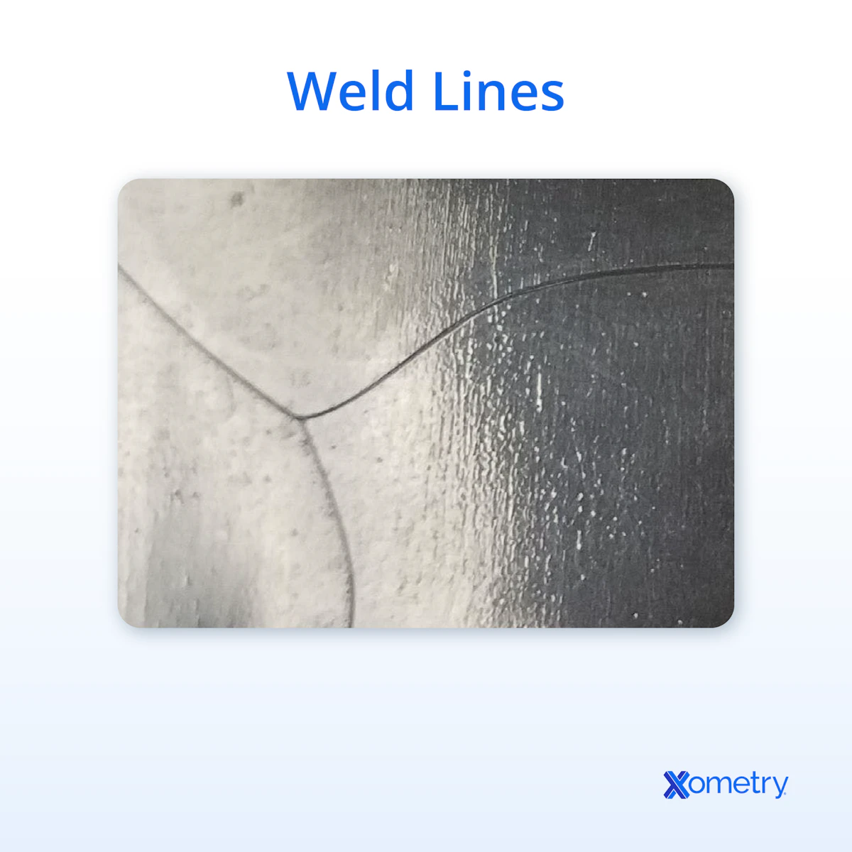 A photograph showing an example of weld lines