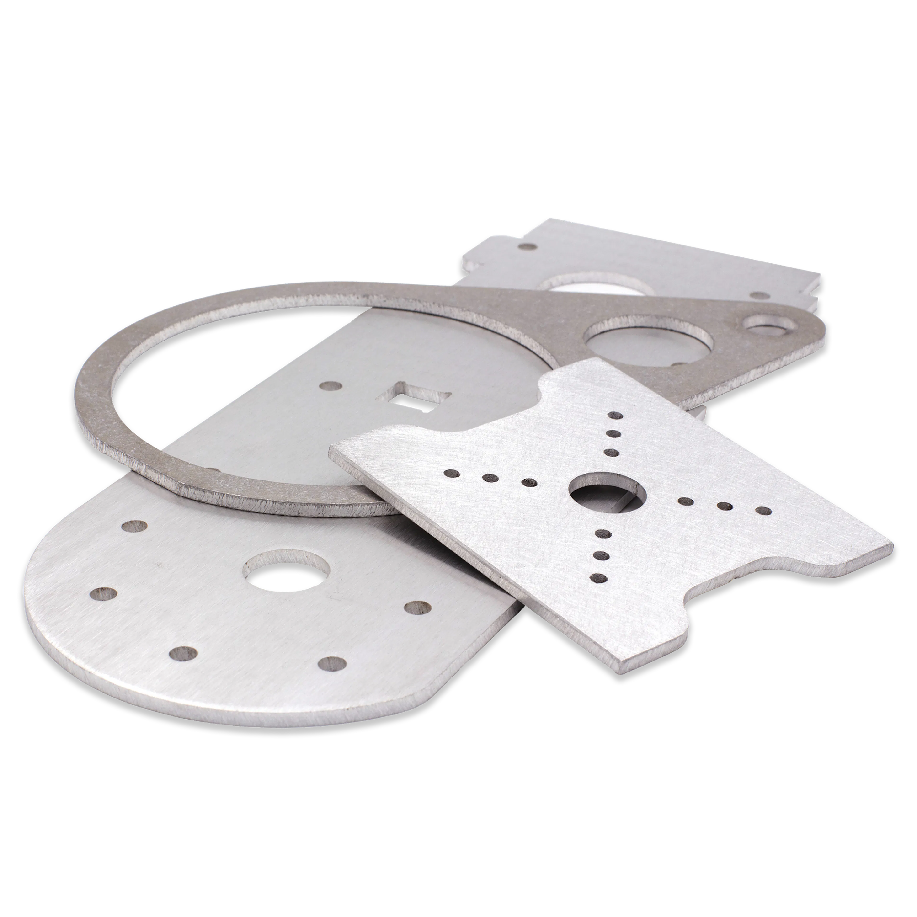 Various aluminum sheet cut parts made by Xometry.