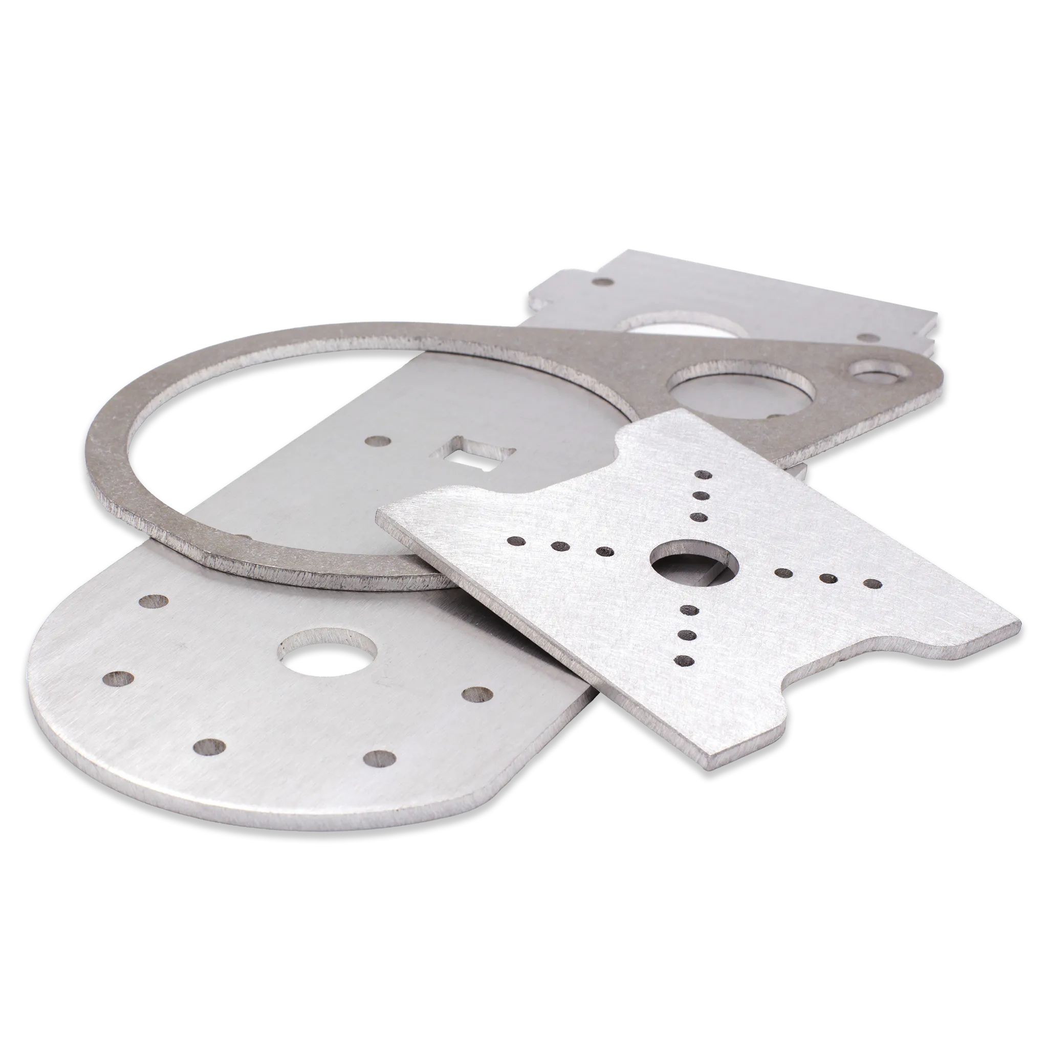 Various aluminum sheet cut parts made by Xometry.