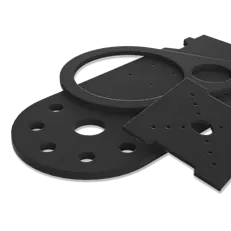 Black plastic sheet cut parts.