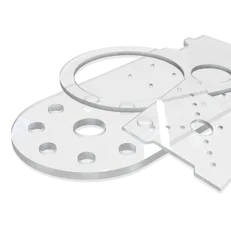 Clear plastic sheet cut parts.