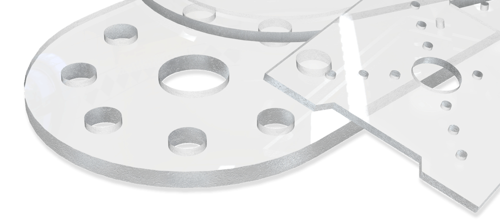 Clear plastic sheet cut parts.