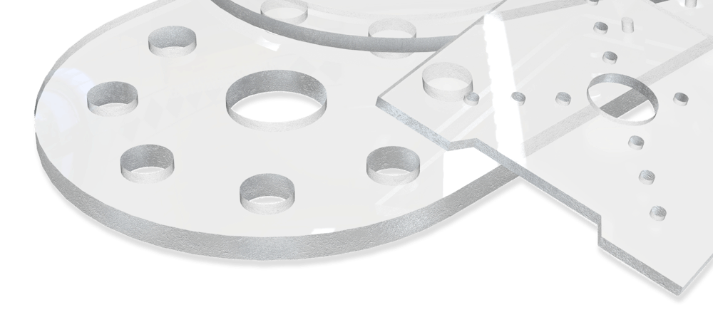 Clear plastic sheet cut parts.