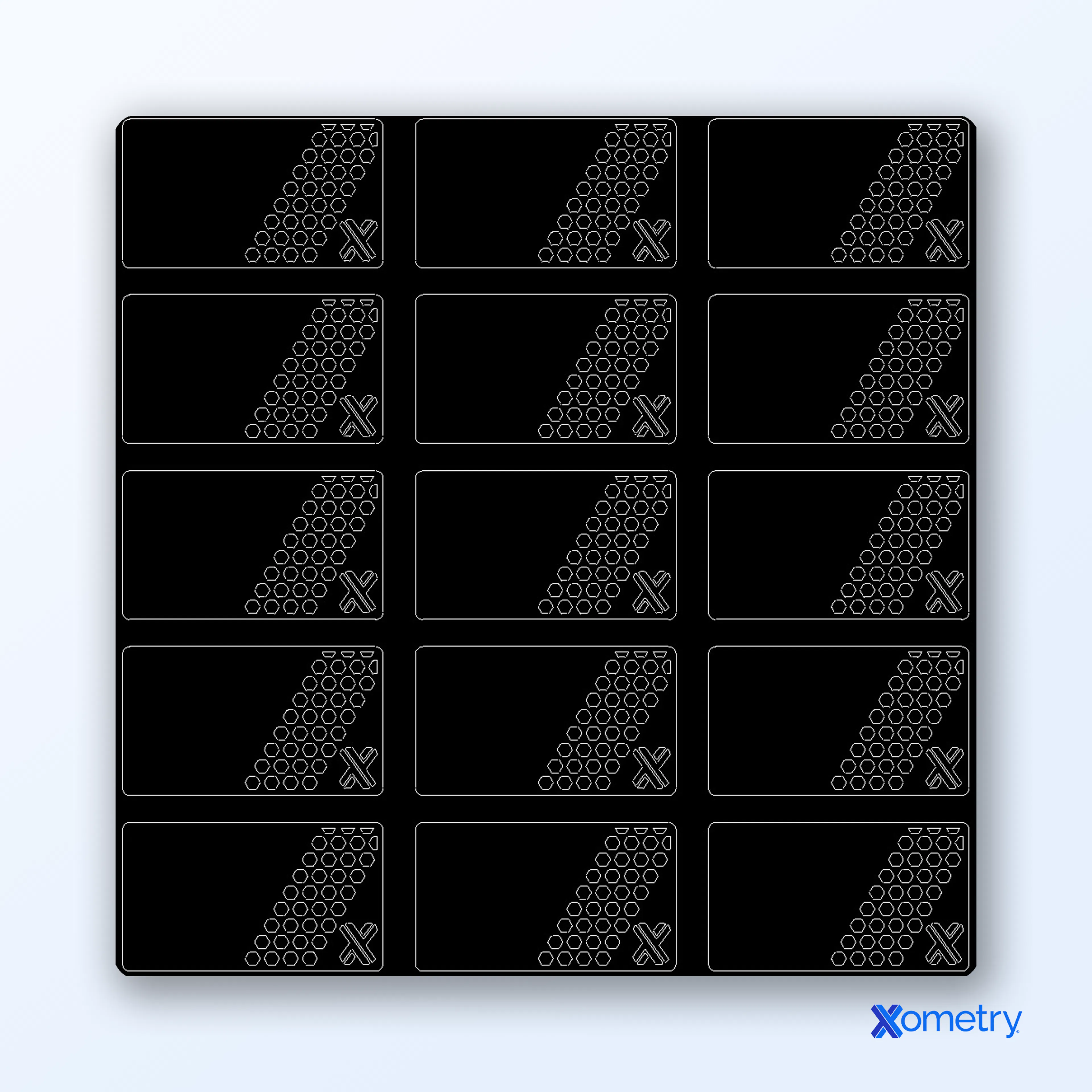DXF file containing nested parts with appropriate spacing.