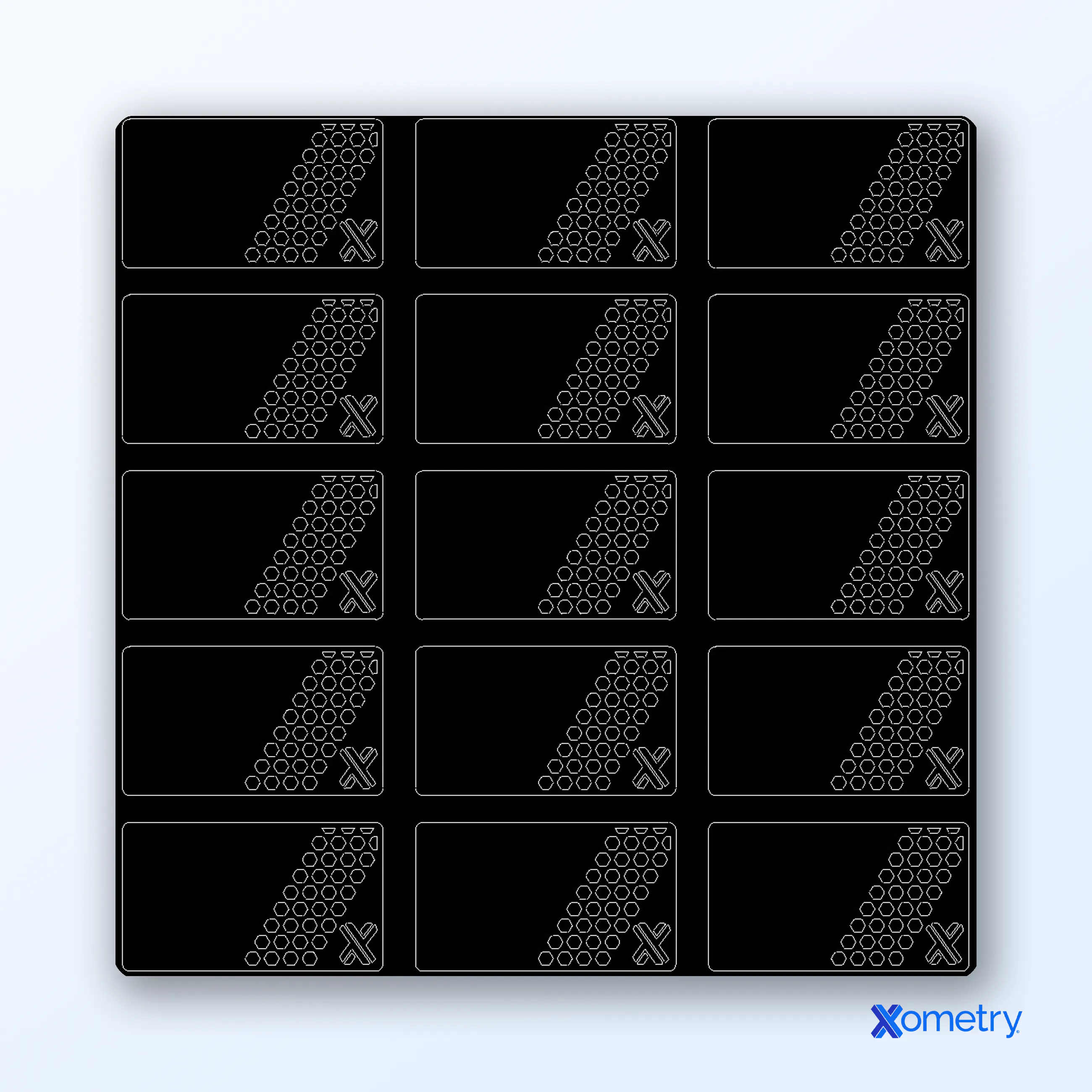 DXF file containing nested parts with appropriate spacing.