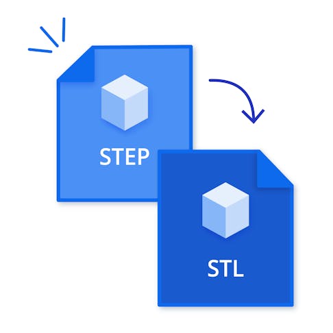 STEP to STL conversion illustration