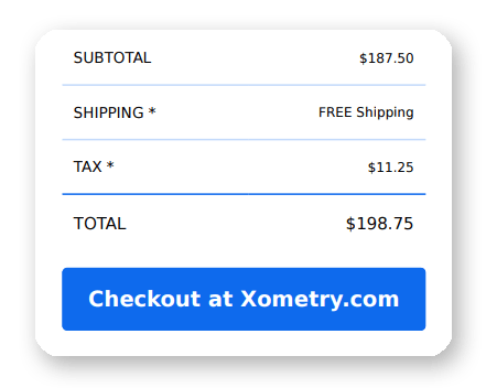 Preview of taxes and shipping on Xometry PDF quote