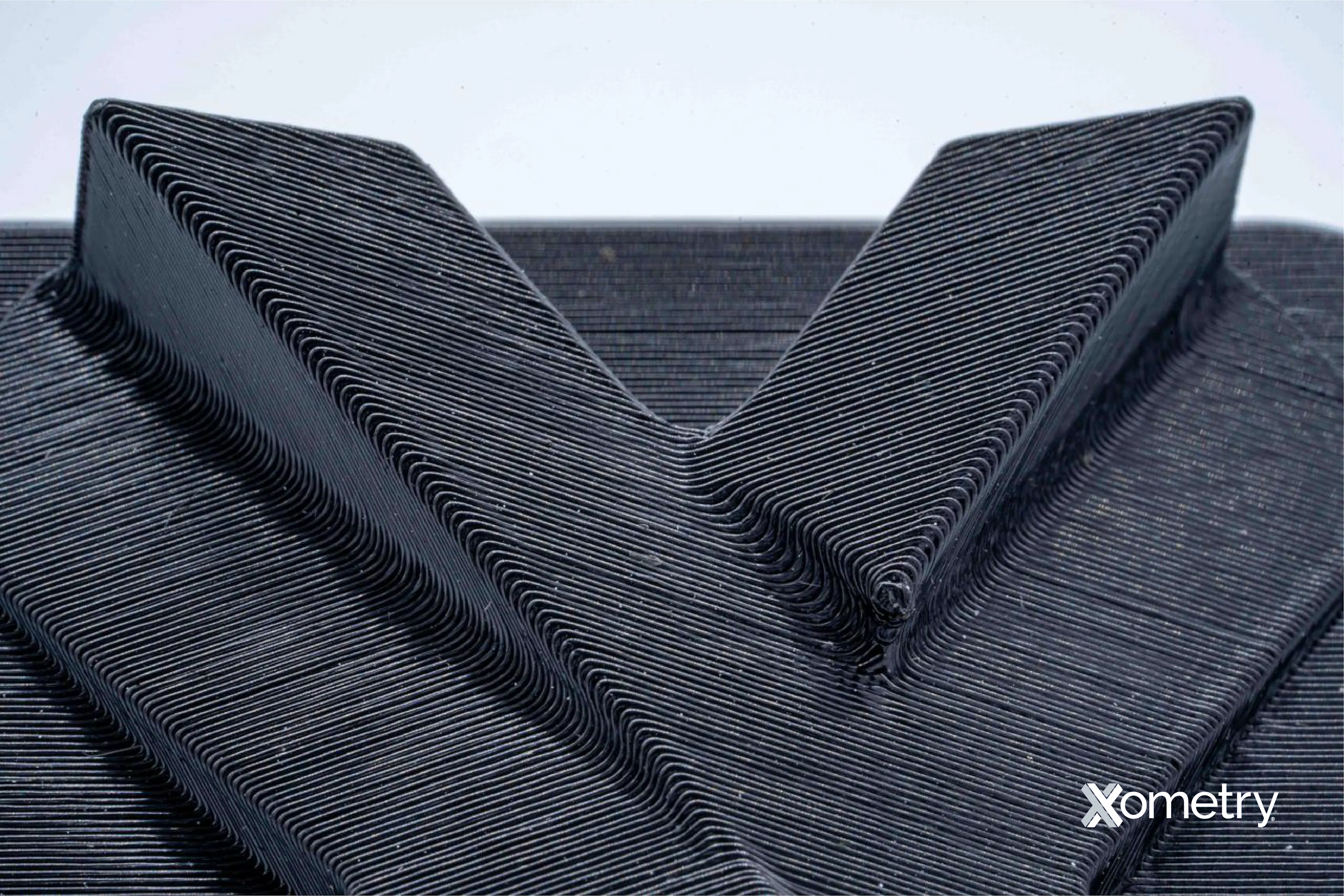 Close up of a FDM printed part made by Xometry.
