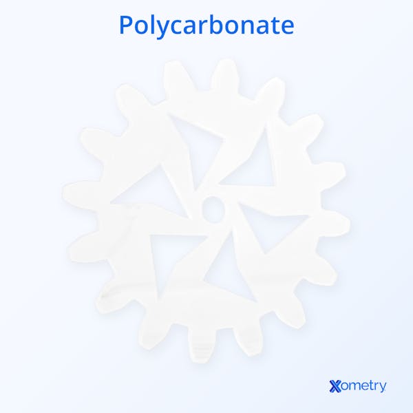 A molded polycarbonate gear