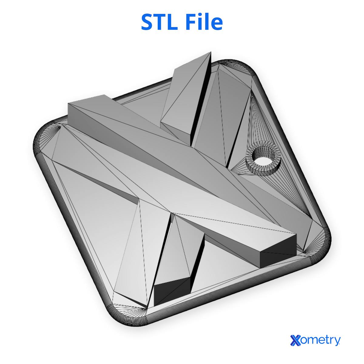 The STL preview of a Xometry X tile. Note the triangles making up the mesh surface.