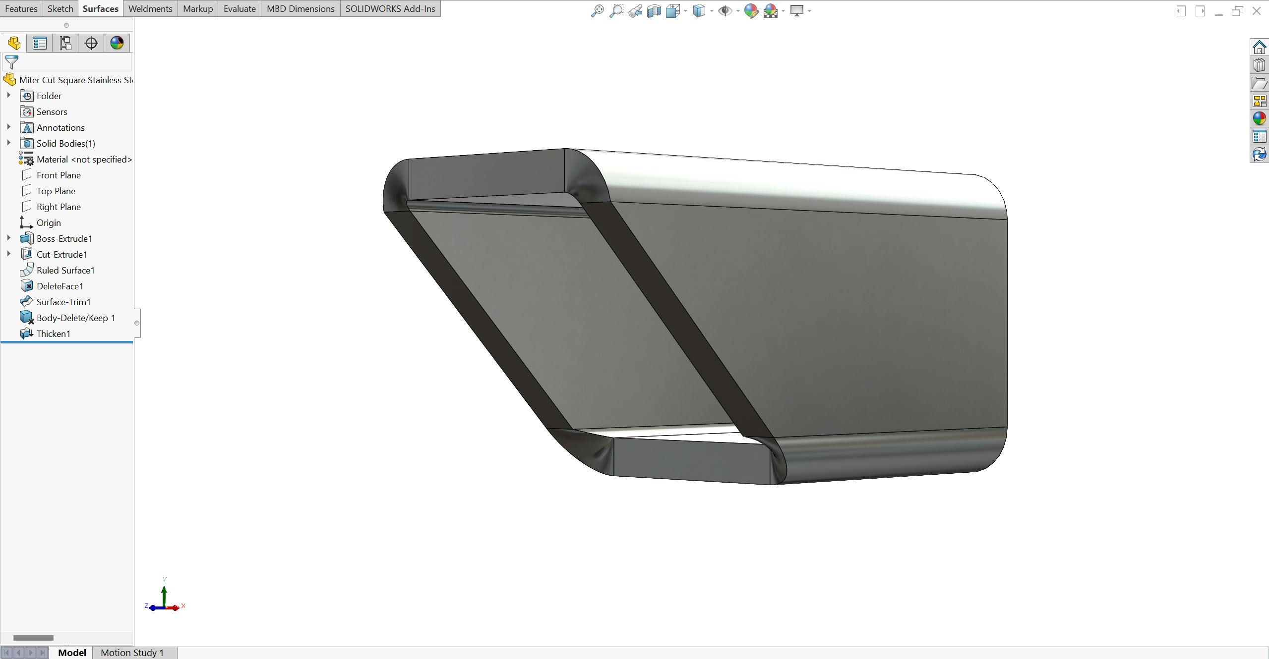 A normalized rectangle/square tube in SolidWorks