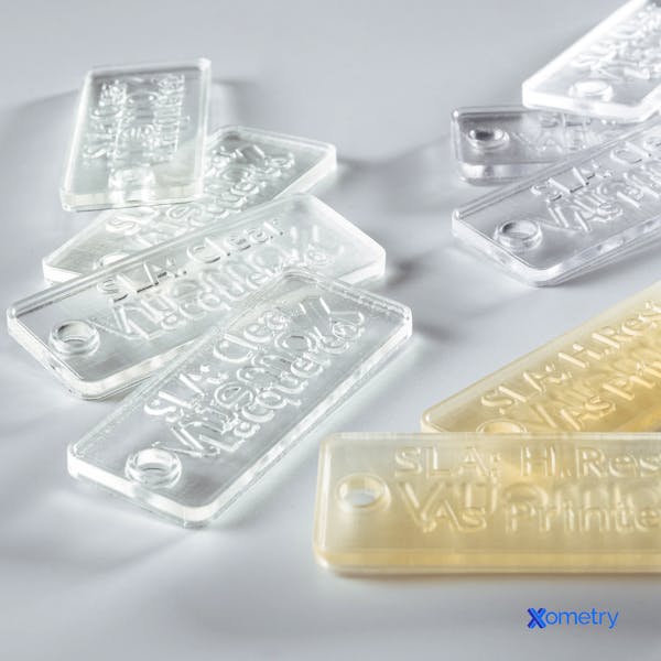 Tags made by Xometry using SLA