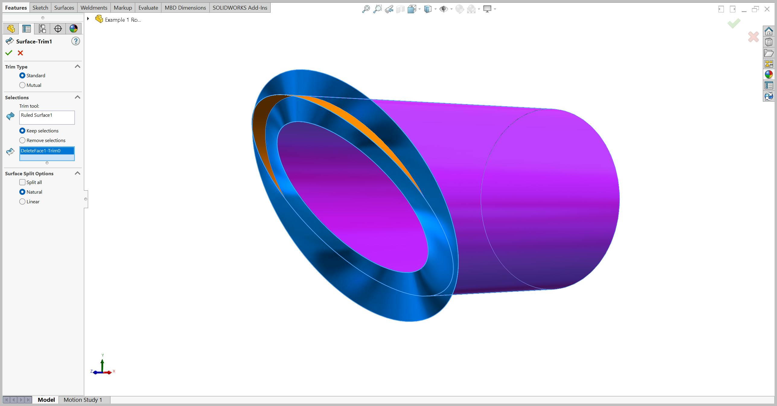 Pieces to keep selection in SolidWorks on a mitered round tube.