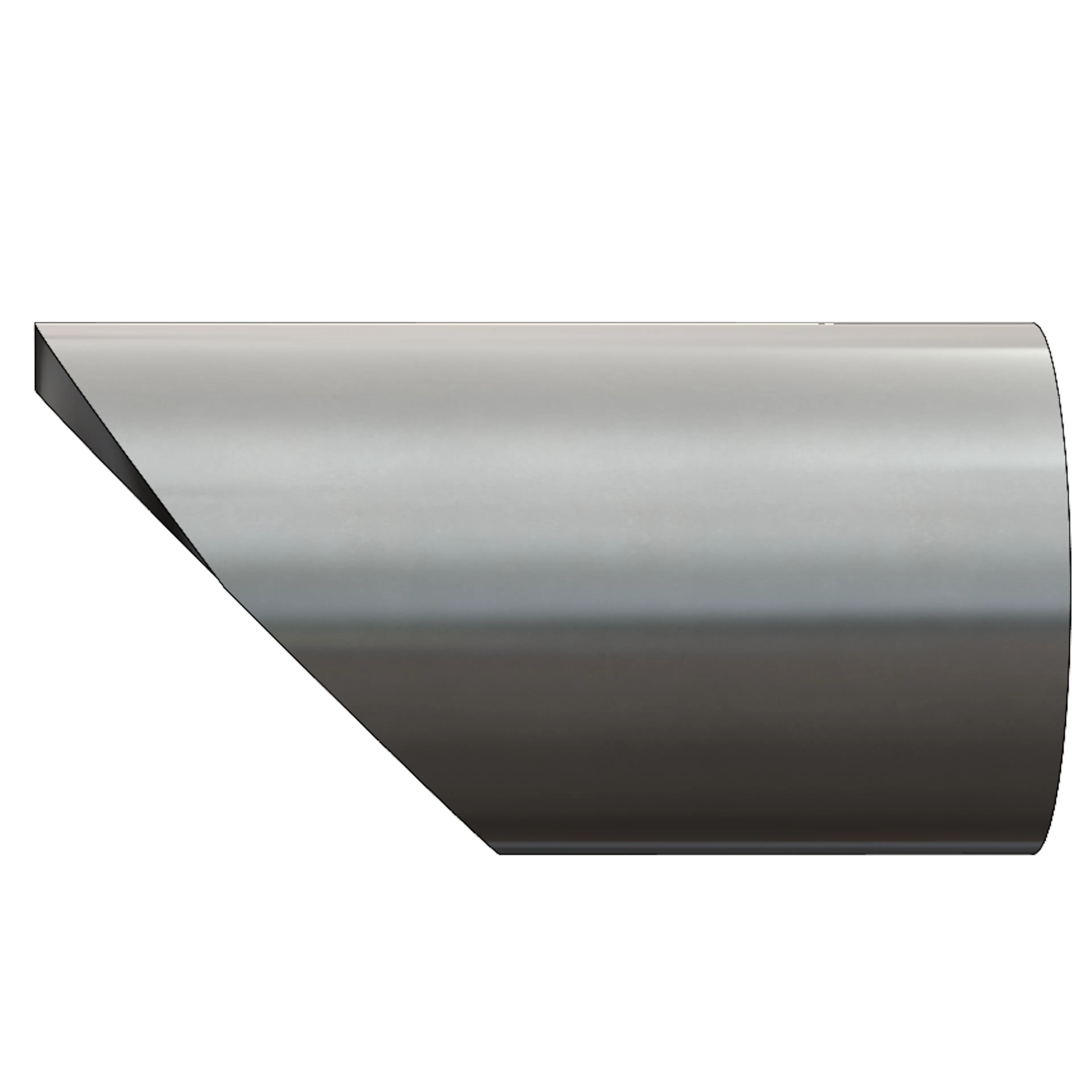 A side view of a normalized miter cut on round tube in SolidWorks.