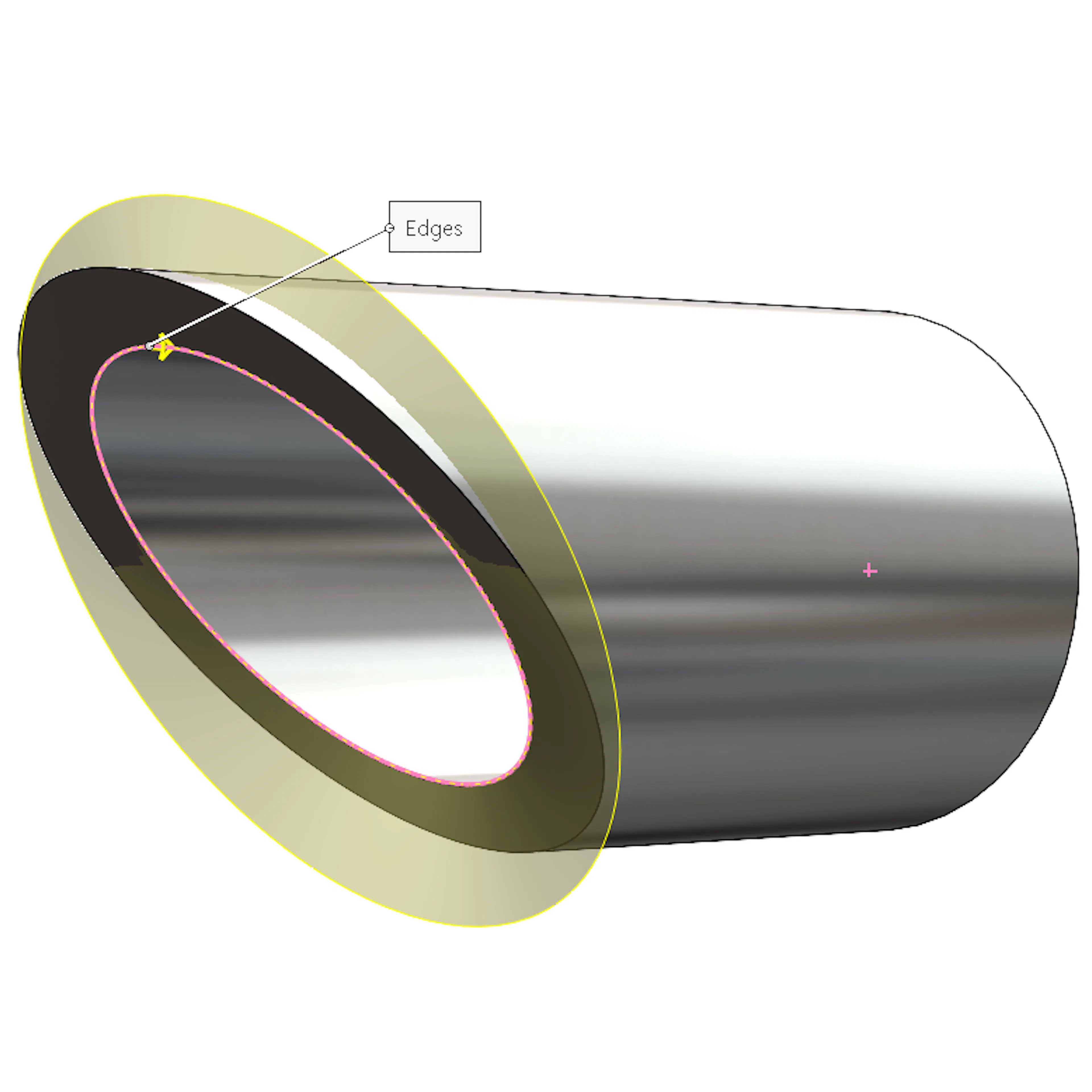 The ruled surface command in SolidWorks on a mitered round tube.