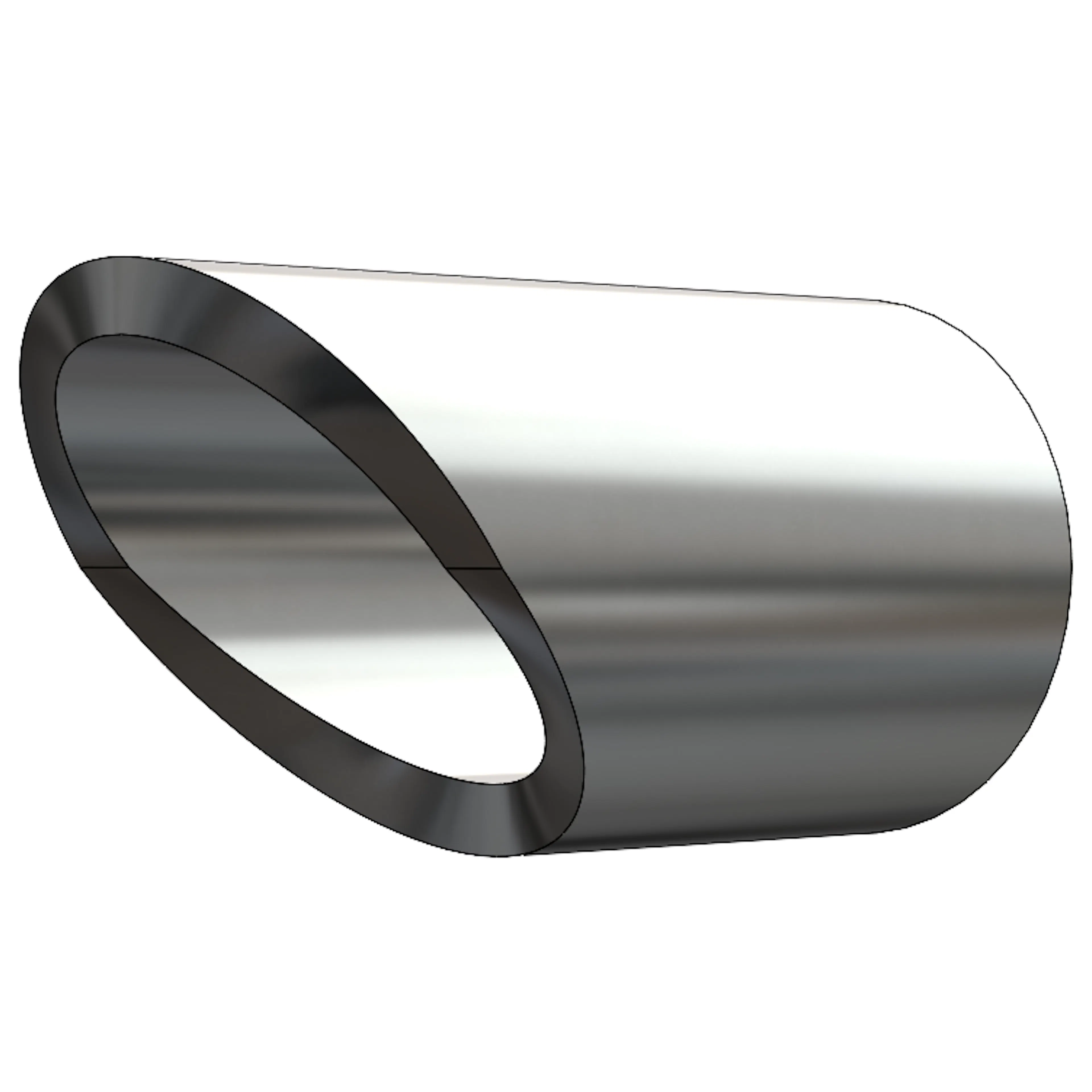 A normalized mitered cut on a round tube in SolidWorks.