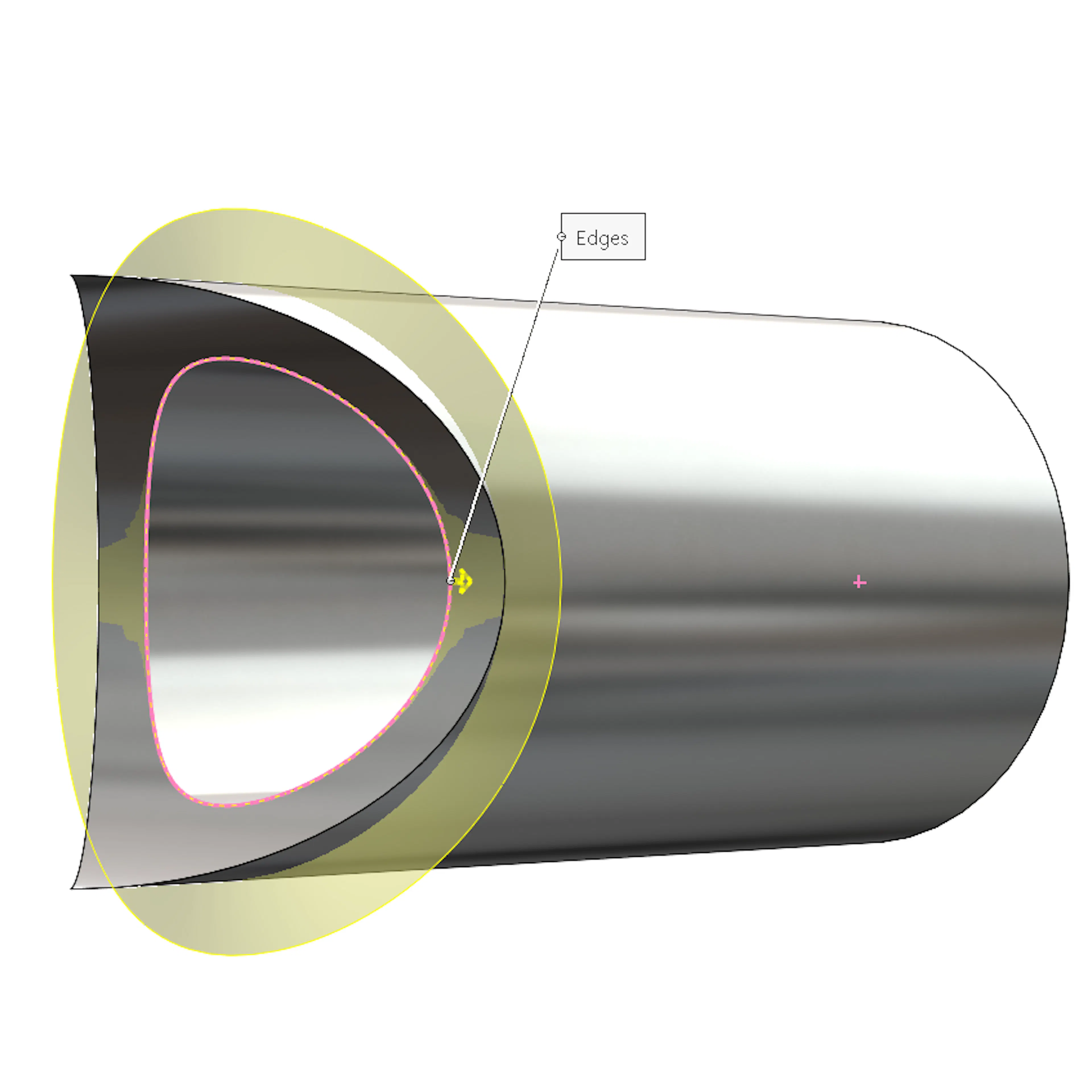 The ruled surface command in SolidWorks on a coped round tube.