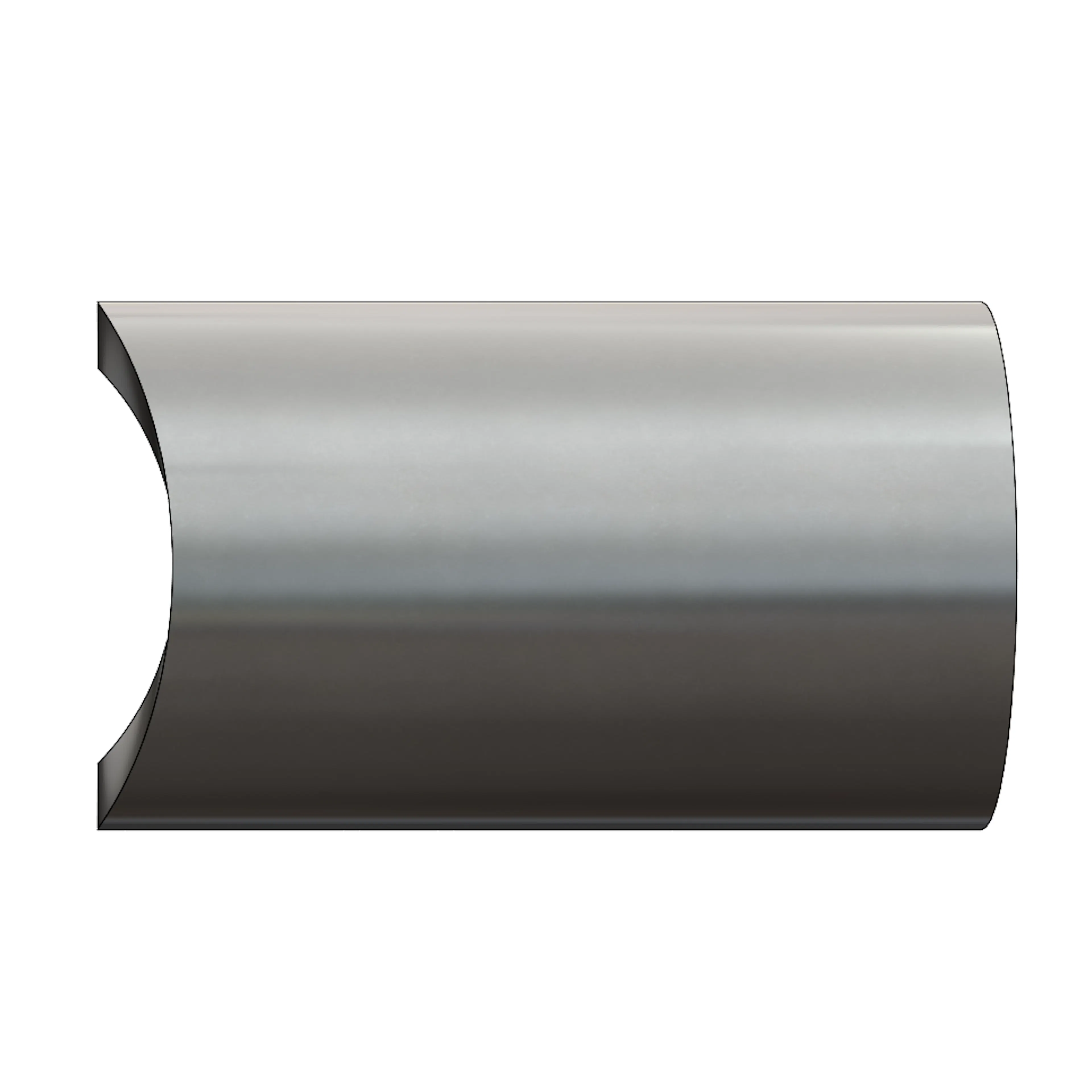 A side view of a normalized cope cut on round tube in SolidWorks.