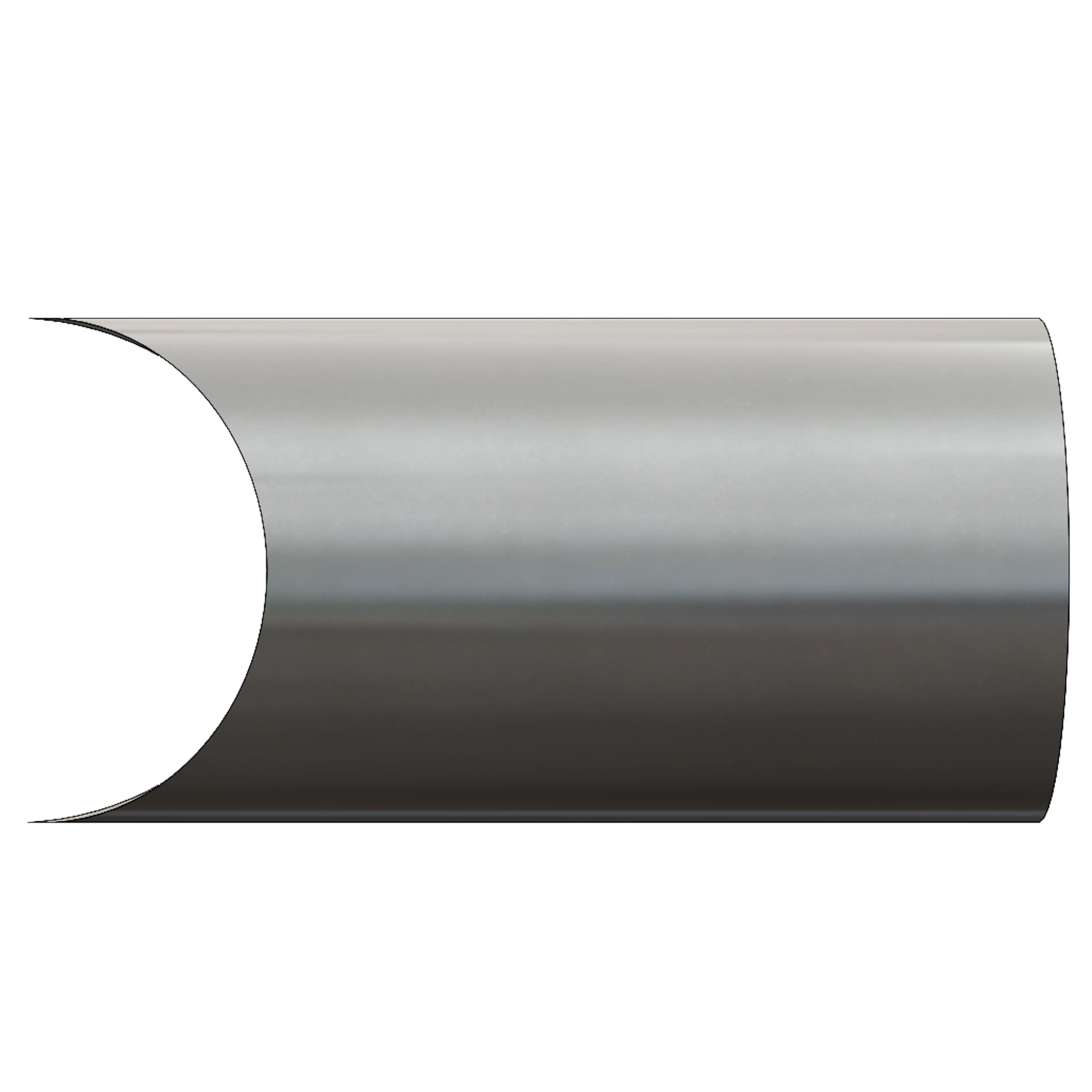 A side view of cope cut on round tube in SolidWorks.
