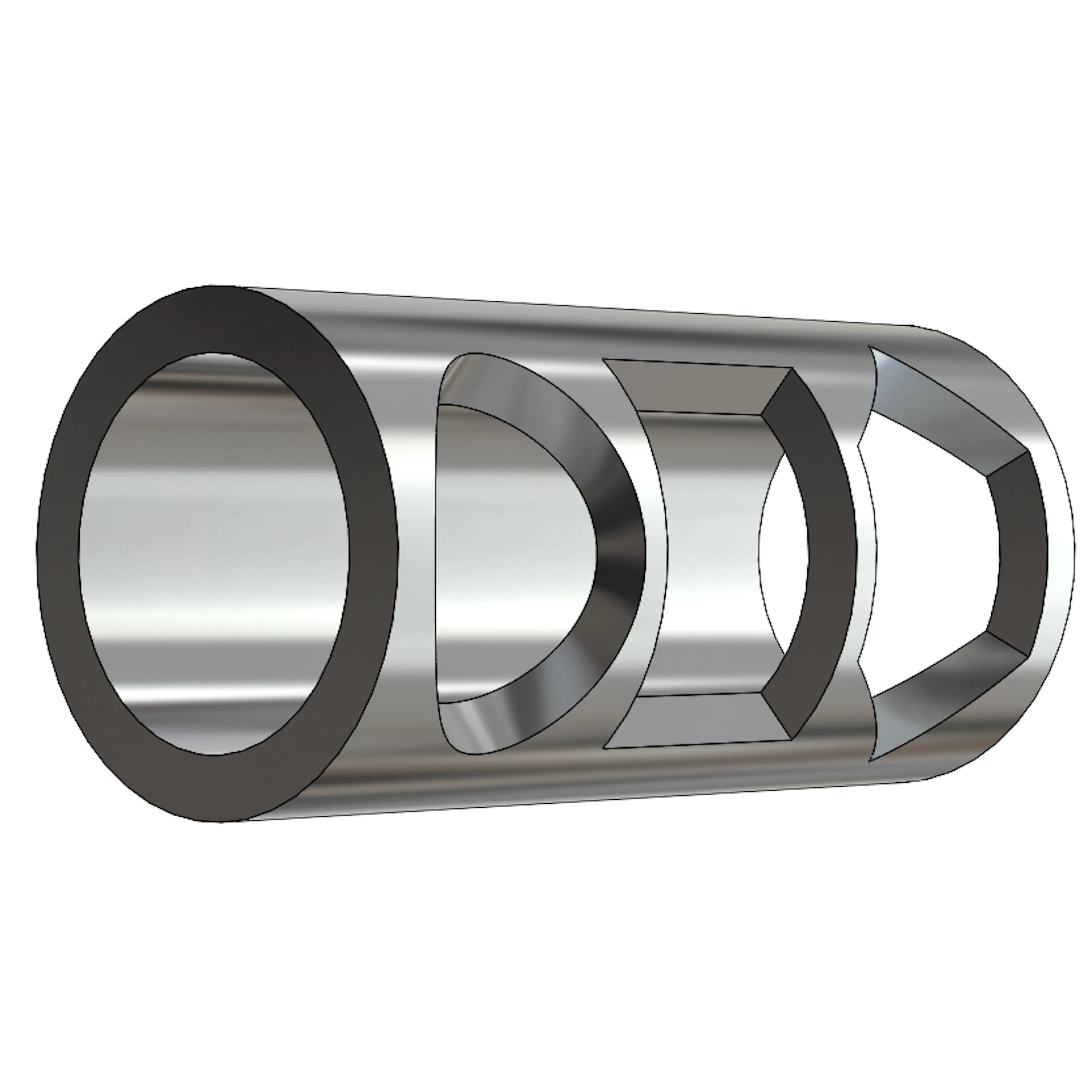 Three normalized holes on a round tube in SolidWorks