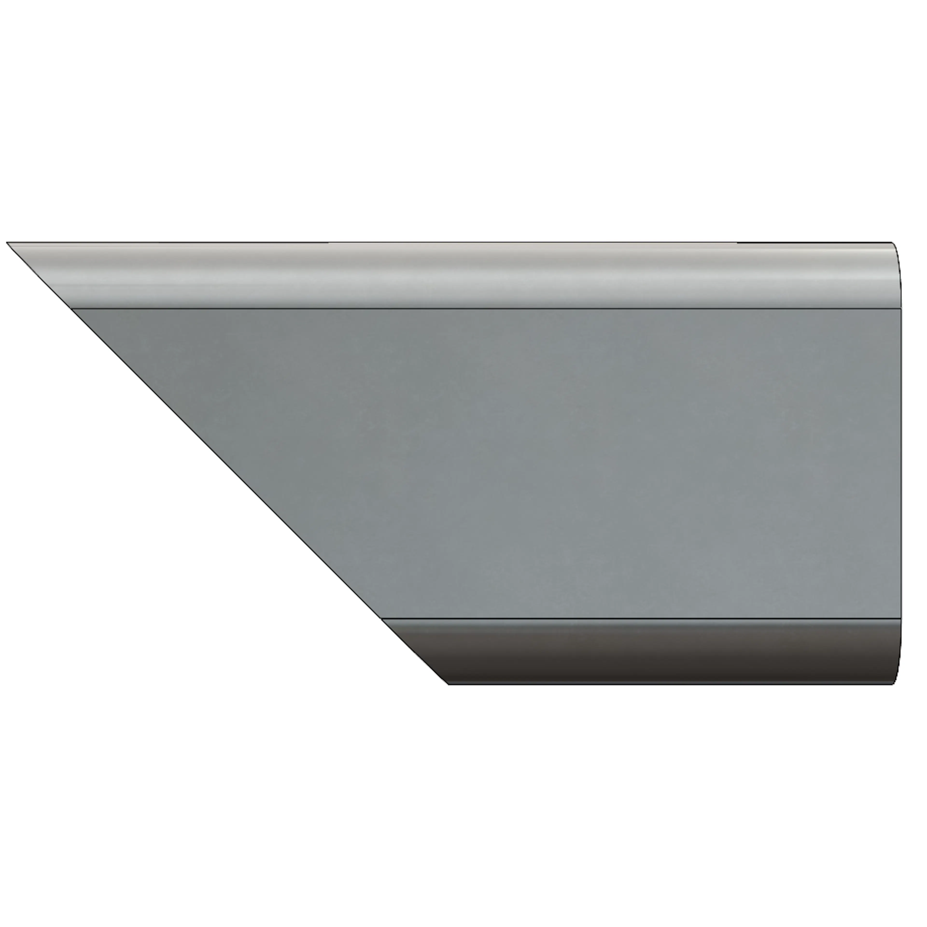 A side view of a miter cut on a square tube in SolidWorks.