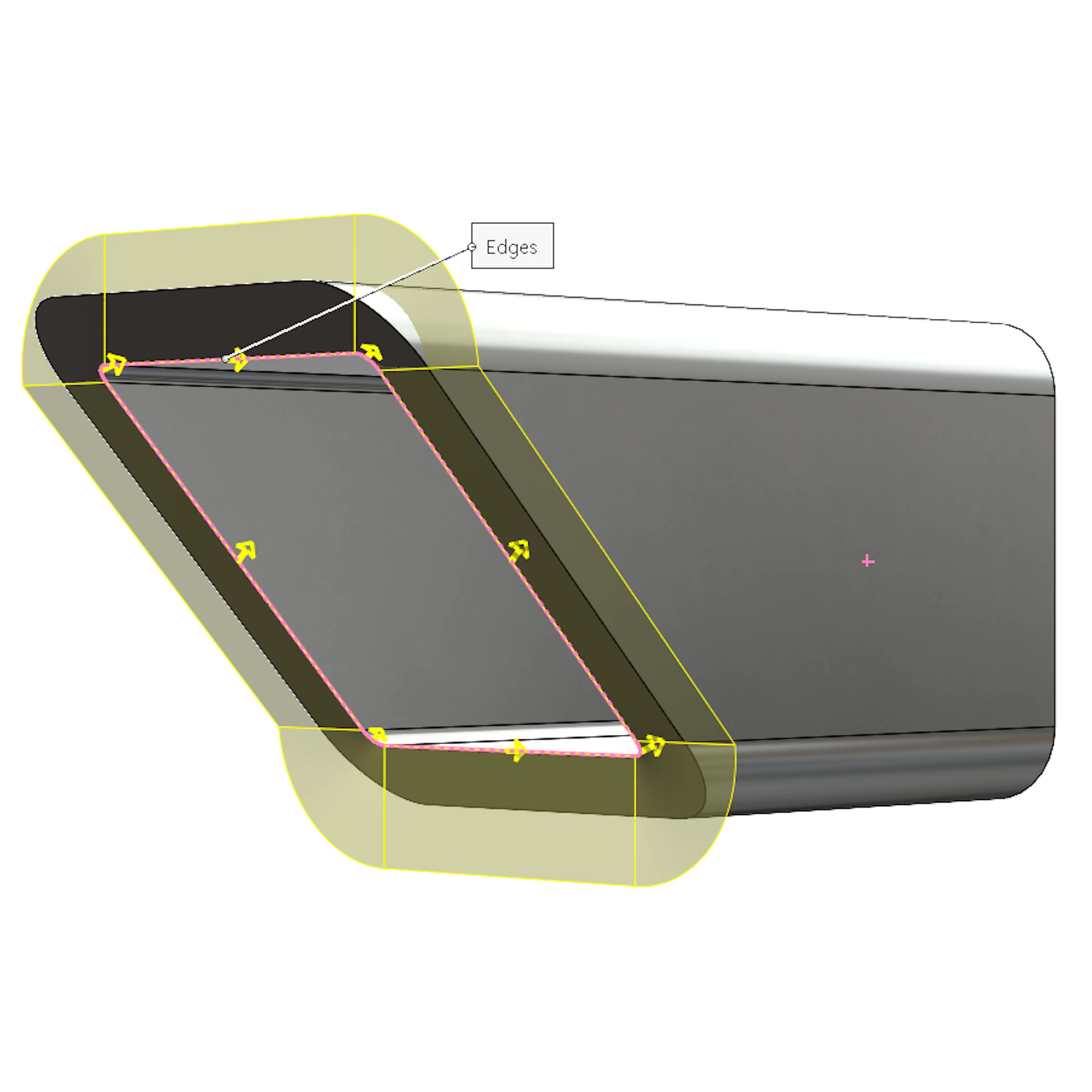 The ruled surface tool in SolidWorks on a mitered square tube.