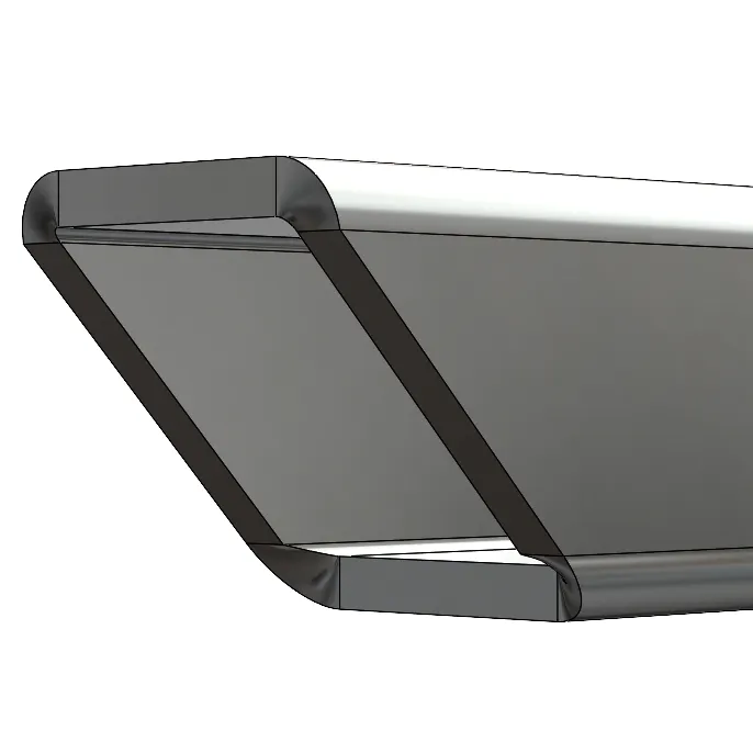 A normalized miter on square tube in SolidWorks.